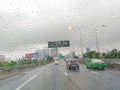 Bad Weather Driving Traffic Jam on an Expressway motion blur Royalty Free Stock Photo