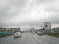 Bad Weather Driving Traffic Jam on an Expressway motion blur Royalty Free Stock Photo