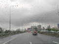 Bad Weather Driving Traffic Jam on an Expressway motion blur Royalty Free Stock Photo