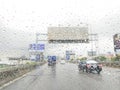 Bad Weather Driving Traffic Jam on an Expressway motion blur Royalty Free Stock Photo