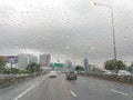 Bad Weather Driving Traffic Jam on an Expressway motion blur Royalty Free Stock Photo