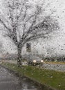 Bad weather driving on a way Royalty Free Stock Photo