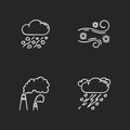 Bad weather forecast chalk white icons set on black background Royalty Free Stock Photo