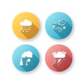 Bad weather forecast flat design long shadow glyph icons set Royalty Free Stock Photo