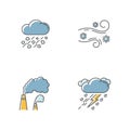 Bad weather forecast RGB color icons set Royalty Free Stock Photo