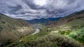 Bad weather hanging over th e Fraser Canyon and Highway 99 near Lillooet in British Columbia Royalty Free Stock Photo