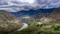 Bad weather hanging over th e Fraser Canyon and Highway 99 near Lillooet in British Columbia