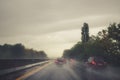 Bad weather on the highway Royalty Free Stock Photo