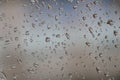 raindrops on the car windown in the rainy day, Royalty Free Stock Photo