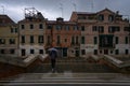 Bad weather in Venice. Bridges and architecture of the old city. Italy