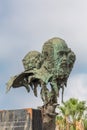 Detailed view at the most all time biggest three poets sculpture at Autonomy Bridge roundabout. By sculptor Luis Martinez Giraldo