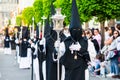 Badajoz, Spain, Friday. April 15 2023. Nazarenos of Badajoz\'s Holy Week Procession