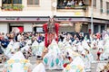 Badajoz, Spain, sunday. February 19 2023. Parade through the streets of Badajoz, group called donde vamos la liamos