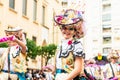 Badajoz, Spain, sunday. February 19 2023. Parade through the streets of Badajoz, group called Meraki