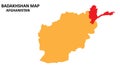 Badakhshan State and regions map highlighted on Afghanistan map