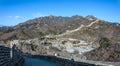 Badaling, panorama of the great Chinese wall built by hand in the mountains, wonder of the world Royalty Free Stock Photo