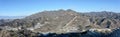 Badaling, panorama of the great Chinese wall built by hand in the mountains, wonder of the world Royalty Free Stock Photo