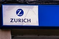 Badalona, Barcelona, Spain - February 25, 2021. Logo of ZURICH insurance, a Swiss insurance company, based in Zurich, Switzerland