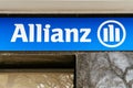 Badalona, Barcelona, Spain - March 6, 2021. Allianz Group logo and facade is a German multinational financial services company Royalty Free Stock Photo