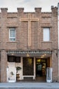 Badalona, Spain-April 2, 2023. Facade of the parish of Our Lady of Lourdes in Badalona, Spain