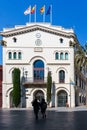 Badalona, Spain-April 7, 2023. Facade of the town hall of Badalona, a city near Barcelona, Spain