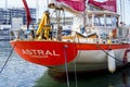 Badalona, Spain-December 6, 2023. Astral, maritime rescue ship operated by the non-governmental organization Open Arms. Port of