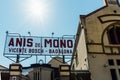 Badalona, Spain - July 26, 2020:Gateway to the Anis del Mono factory that produces a popular anis liqueur in Badalona, Spain