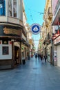 Badalona, Spain-May 2, 2023. Calle del mar in Badalona, Spain. Commercial area in the city centre