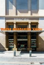 Badalona, Spain-May 2, 2023. Facade and entrance of Teatre Margarita Xirgu, Teatre Principal in Badalona, Spain