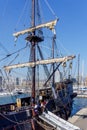 Badalona, Spain-November 13, 2022. GaleÃÂ³n AndalucÃÂ­a, reproduction of a 17th century Spanish six-deck galleon, built by Ignacio Royalty Free Stock Photo