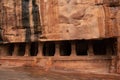 Badami cave no three chalukya dynasty ancient stone art from flat angle