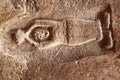 Rockcut Sculpture of Hindu Figures on Ceiling, Badami Cave Temples, Badami, Bagalkot, Karnataka, India