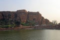 Badami cave temples at sunset Royalty Free Stock Photo