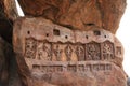 Hindu reliefs at the temples in Badami Late afternoon Royalty Free Stock Photo