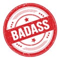 BADASS text on red round grungy stamp