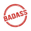 BADASS text written on red grungy round stamp