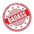 BADASS text written on red grungy round stamp