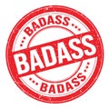 BADASS text written on red round stamp sign