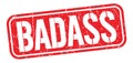 BADASS text written on red stamp sign