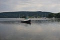 Baddeck, Nova Scotia, Canada: Small boats anchored in Bras dÃ¢â¬â¢Or Lake on Cape Breton Island Royalty Free Stock Photo