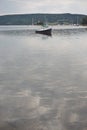 Baddeck, Nova Scotia, Canada: Small boats anchored in Bras dÃ¢â¬â¢Or Lake on Cape Breton Island Royalty Free Stock Photo