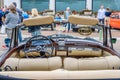 BADEN BADEN, GERMANY - JULY 2019: beige interior of MERCEDES-BENZ S CLASS W108, W109 1965 cabrio, oldtimer meeting in Kurpark Royalty Free Stock Photo