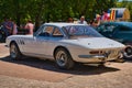 BADEN BADEN, GERMANY - JULY 2022: white 1966 FERRARI 330 GTC, oldtimer meeting in Kurpark