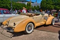 BADEN BADEN, GERMANY - JULY 2022: beige 1935 AUBURN 851 SC BOATTAIL SPEEDSTER, oldtimer meeting in Kurpark