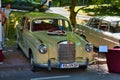 BADEN BADEN, GERMANY - JULY 2022: beige ivory Mercedes-Benz Ponton W180 220S 1954, oldtimer meeting in Kurpark