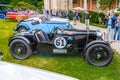 BADEN BADEN, GERMANY - JULY 2019: black MORRIS MG J-TYPE J4 MIDGET cabrio roadster 1932 1934, oldtimer meeting in Kurpark