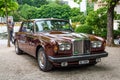 BADEN BADEN, GERMANY - JULY 2019: brown maroon BENTLEY T T1 T2 1970, oldtimer meeting in Kurpark