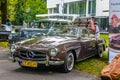 BADEN BADEN, GERMANY - JULY 2019: brown MERCEDES-BENZ 190 SL roadster cabrio 1955 1963, oldtimer meeting in Kurpark