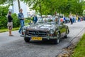 BADEN BADEN, GERMANY - JULY 2019: brown MERCEDES-BENZ 190 SL roadster cabrio 1955 1963, oldtimer meeting in Kurpark Royalty Free Stock Photo