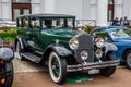 BADEN BADEN, GERMANY - JULY 2019: dark green PACKARD DE LUXE EIGHT 904 Sedan Limousine 1932, oldtimer meeting in Kurpark